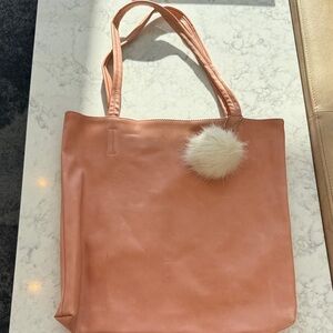Elegant Pink Tote Bag with Pom Pom